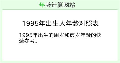 1995年出生|在线年龄计算器，周岁、虚岁计算工具